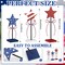 3-Pack Wooden Star Tiered Tray Decor for 4th of July & Memorial Day, Red White Blue